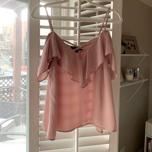 Blush Cold Shoulder Ruffle Front Blouse